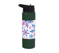 Colorful Watercolor Snowflakes Winter Christmas Pattern Stainless Steel Insulated Water Bottle