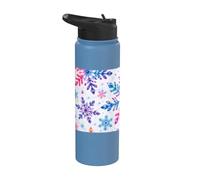 Colorful Watercolor Snowflakes Winter Christmas Pattern Stainless Steel Insulated Water Bottle