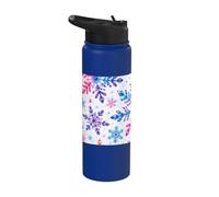 Colorful Watercolor Snowflakes Winter Christmas Pattern Stainless Steel Insulated Water Bottle