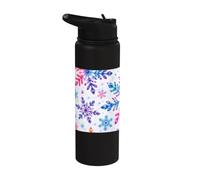 Colorful Watercolor Snowflakes Winter Christmas Pattern Stainless Steel Insulated Water Bottle