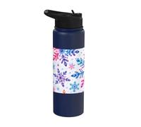 Colorful Watercolor Snowflakes Winter Christmas Pattern Stainless Steel Insulated Water Bottle