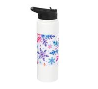 Colorful Watercolor Snowflakes Winter Christmas Pattern Stainless Steel Insulated Water Bottle