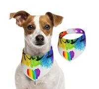 Colorful Watercolor Style Lgbt Gay Pride Rainbow Heart,Dog Bandanas Cotton Pet Scarf Adjustable Bibs for Pet,M