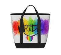 Colorful Watercolor Style LGBT Gay Pride Rainbow Heart,Lunch Bags Large Capacity Insulated Tote Bag For Women Men Work Picnic Travel