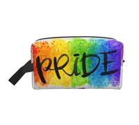 Colorful Watercolor Style LGBT Gay Pride Rainbow HeartMakeup Trave Bag for Women,Cosmetic Large Capacity Organizer