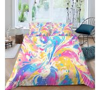 Colorful Wave Bubbles Duvet Cover Twin Size, Abstract Art Duvet Cover Set 3D Printed Bedding Set 2 Pcs Soft Microfiber Comforter Cover with Zipper Ties, 68" x 90" (Dz3627)