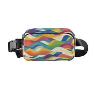 Colorful Wave Cute Crossbody Bag Waist Packs for Women Men Water Resistant Sling Bag Travel Essential with Adjustable Strap for Shopping Sports Work, Colorful Wave, One Size