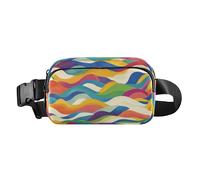 Colorful Wave Fashion Waist Pack Crossbody Bag for Men Women Multipurpose Sling Bag Travel Essential with Adjustable Strap for Cycling Hiking Gym