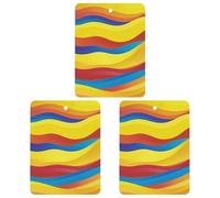 Colorful Waves Car Air Freshener, 3 Pcs Square Hanging Air Freshener Cards, Long Lasting Fragrance Scented Cards for Car, Home, Office White-style