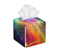Colorful Waves Of Musical Tissue Box Cover Pu Leather Square Tissue Box Cover Case, Paper Organizer Dispenser For Kitchen Bathroom Bedroom Vanity Countertop Night Stands
