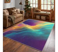 Colorful Waves Rug, Modern Multicolored Swirl Area Rug Large 240x340cm, Machine Washable Rug for Living Room, Bedroom, Non Slip Soft Carpet, Rainbow Wave Home Decor & Gifts D#1208