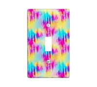 Colorful Waves Single Light Switch Cover Plate, Contemporary Artistic Gradient Abstract Summer Peach Plastic Standard Size Toggle Light Switch Cover for New Apartment Home Office Decor (Single)