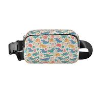 Colorful Waves Women Men Teens Cute Fanny Pack Waist Bag for Travel Shopping Running, Cute Cartoon Alligator Crocodile Palm, One Size