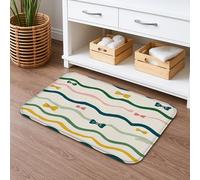 Colorful Wavy Pattern Quick Dry Bath Mat, Stripes Absorbent Non Slip Shower Mat, Fun Memory Foam Washable Bath Rugs for Bathroom Toilet Restroom Decorative 20x32 Inch