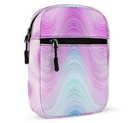 Colorful Wavy Stripes Purple Pink White Turquoise Lines Adjustable Fanny Waist Pack Pouch, Waterproof Crossbody Runners Bag Wallet for Gym Hiking Fitness Women Men 6.1 x 2.2 x 7.9 inch