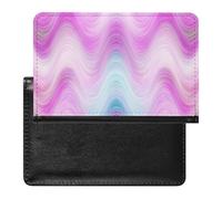 Colorful Wavy Stripes Purple Pink White Turquoise Lines Women's Passport Protector, Men's Passport Protector, PU Travel Passport Protector for Women Men Worker 5.8 x 3.9 x 0.4 inch