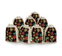 Colorful Weed Leaf 8 Pcs Drawstring Pouches Cute Jewelry Pouches Sachet Bag Gifts Bags for Party Home Supplies