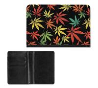 Colorful Weed Leaf Passport Holder Cover PU Leather Passport Wallet Organizer Protector Slim Travel Accessories