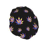 Colorful Weeds Shower Cap Women Waterproof Reusable PEVA Lining Double ProtectionElastic Hem for All long Hair Bath Hat