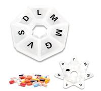 Colorful Weekly Pill Box 7 Compartments 7 Days Daily Pill Box Medicine Organizer Medicine Pill Holder, Transparent Satin (White)