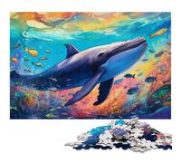 Colorful Whale Adult Jigsaw Puzzles 1000 Pieces Wooden Puzzles Brain Teaser Game for Teenagers, Perfect 50x75CM/19.68x29.52inch