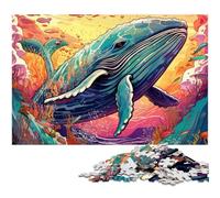 Colorful Whale JigsawPuzzle 1000 Pieces for Adults Wooden Jigsaw Puzzles for Adults Ideal DIY Decor & Brain Teaser Gift 50x75CM/19.68x29.52inch