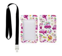 Colorful Whimsical Card Holder with Black Lanyard, Pass Holder, Vertical Name Badges Protector for Staff, Vertical ID Cards Protector for Doctor, Teacher Stuff Nurse Accessories Work