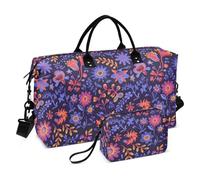 Colorful Whimsical Flowers Leaves Decorative Large Carry On Airport Bag Large Gym Bag with Adjustable Strap for Airplane Traveling Multifunctional Bolsa para viajar