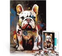 Colorful White Bulldogteenagers 1000 Piece Jigsaw Puzzle Staycation Kill time for is ideal as a gift for the whole family 38x26cm
