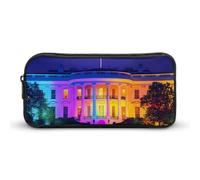 Colorful White House Washington Large Capacity Pencil Case Zipper Office Storage Pouch Multifunctional Makeup Bag for Travel 22 * 12 * 5cm