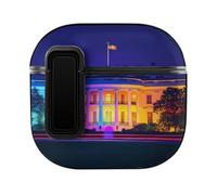 Colorful White House Washington Printed Wireless Bluetooth Earphone Protective Holder Compatible with Airpods 4 Funny Earbud Case