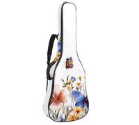Colorful Wild Flowers and Butterflies Padded Guitar Bag, Protective Acoustic Guitar Cover Gig Bag for Electric Bass Classical Guitar