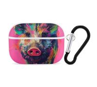 Colorful Wild Pigs Art Compatible with Airpod Pro Case Cover Skin with Keychain