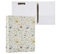 Colorful Wild Plants Mushrooms 3 D-Ring Binder A4 1 Pack with 200 Sheet for Kids School Supplies Women Men Office