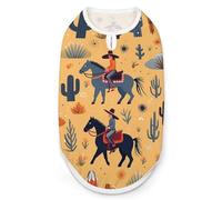 Colorful Wild West Men,Horse,Cactu Dog Shirt Sleeveless Pet Clothes Summer T-Shirts Tank Top for Small Puppy Cat