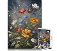 Colorful Wildflower Bouquet Painting Adults 1000 Pieces Puzzle Strategic Thinking Learning Game Ideal Meaningful Gift for Any Event Size 38x52cm