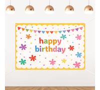 Colorful Wildflower Theme Birthday Backdrop,Floral Happy Birthday Photography Background,Spring Watercolor Wild Flowers Party Photo Booth Decoration for Kids Adults Girls Women Birthday Party Supplies