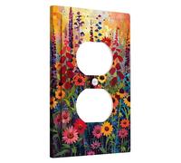 Colorful Wildflowers Light Switch Cover Plate, Artistic Garden Bloom for Wall Decor, Thermoplastic Wall Plates, Standard Size Single Duplex Outlet