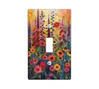 Colorful Wildflowers Light Switch Cover Plate, Artistic Garden Bloom for Wall Decor, Thermoplastic Wall Plates, Standard Size Single Toggle