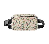 Colorful Wildflowers Pattern Multipurpose Fanny Pack Waist Bag with Adjustable Strap for Travel Gym Work, Christmas Holly Berries, One Size