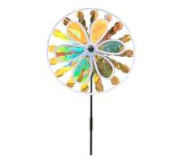 Colorful Windmill Ornament, Double Layer Pinwheel Spinner with Lawn Stake, Plastic Reflective Garden Decoration for Kids Outdoor Play, Patio, Park, Farm and Yard Decor 4