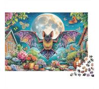 Colorful-winged Bat Puzzle 1000Pc Full Moon Jigsaw Puzzles Challenging Game Colourful, Brainteasing 100% Recycled Cardboard for Adults 70x50cm/1000pcs