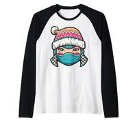 Colorful Winter Masked Beanie Art Raglan Baseball Tee