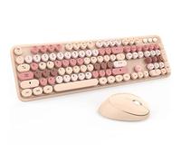 Colorful Wireless Keyboard and Mouse Combo - 104 Key Wireless Keyboard with Number Pad for Windows PC, Notebook, Laptop (Chocolate)