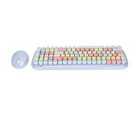 Colorful Wireless Keyboard and Mouse Combo, 2.4G Wireless Connectivity, 100 Keys Candy Mixed Color Cute Keyboard with Retro Round Keycaps, for Windows XP/7/8/10 (#4)