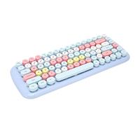 Colorful Wireless Keyboard and Mouse Combo, Polychrome Round Keycaps Retro PC Keyboards, 2.4G USB Ergonomic Mute Keyboard, Long Battery Life for PC/Laptop (candy-Elegant blue mixed color)