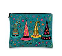 Colorful Witch Hat Halloween Theme Hats Makeup Bag 7x9 Inch
