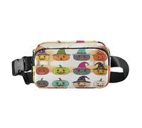 Colorful Witch Hat Pumpkin Pattern Fashion Fanny Pack Waist Bag for Women Men Teens Mini Cross Body Bag Belt Pack with Adjustable Strap for Workout