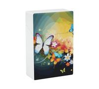 Colorful with Butterfly Cigarette Case Waterproof Smoke Storage Box Plastic Crush-Proof Cigarette Holder Box Container Portable Cigs Dispensers Regular Size for Men Women