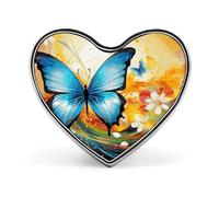 Colorful with Butterfly Heart Shape Lapel Pin Personalized Pinback Button Badges Retro Punk Button Pin Kawaii Heart Badges for Men Women Clothes Bags Hats & Gift